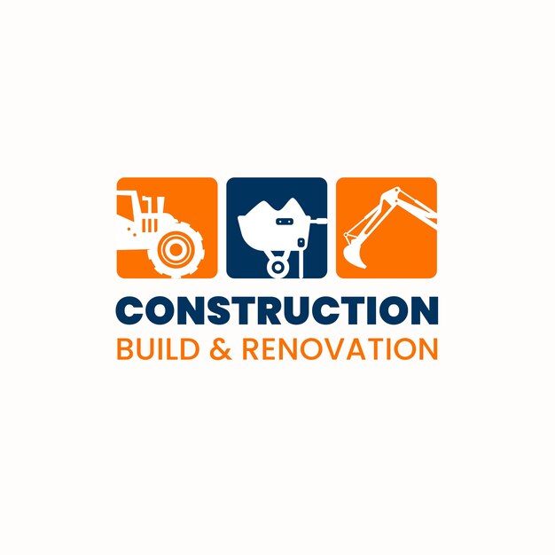 Logotipo de empresa constructora de diseño plano.