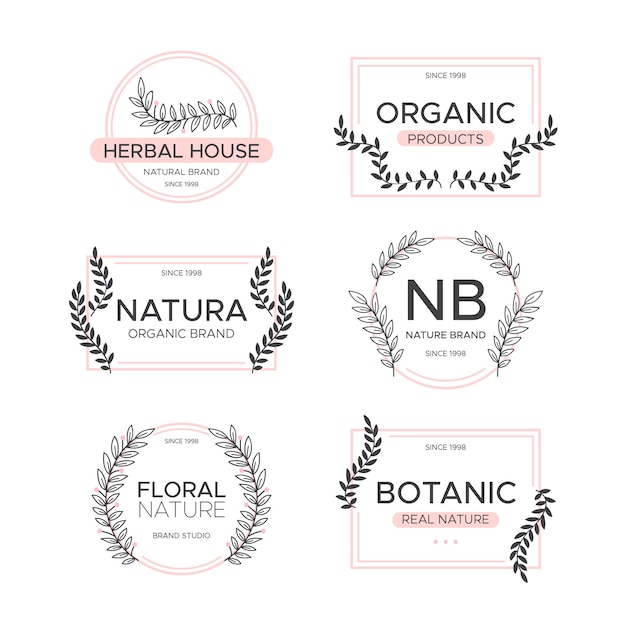 Vector gratuito logotipo de empresa natural pack estilo minimalista