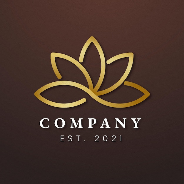 Logotipo de la empresa de spa icono de loto dorado