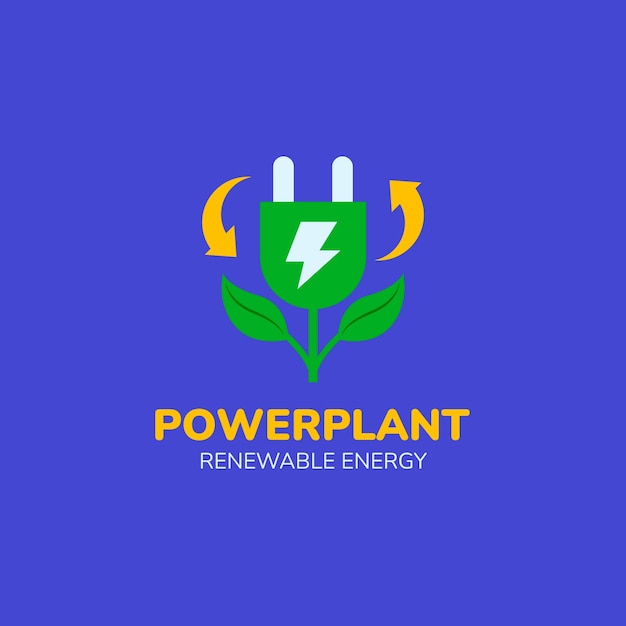 Logotipo de energía renovable de diseño plano