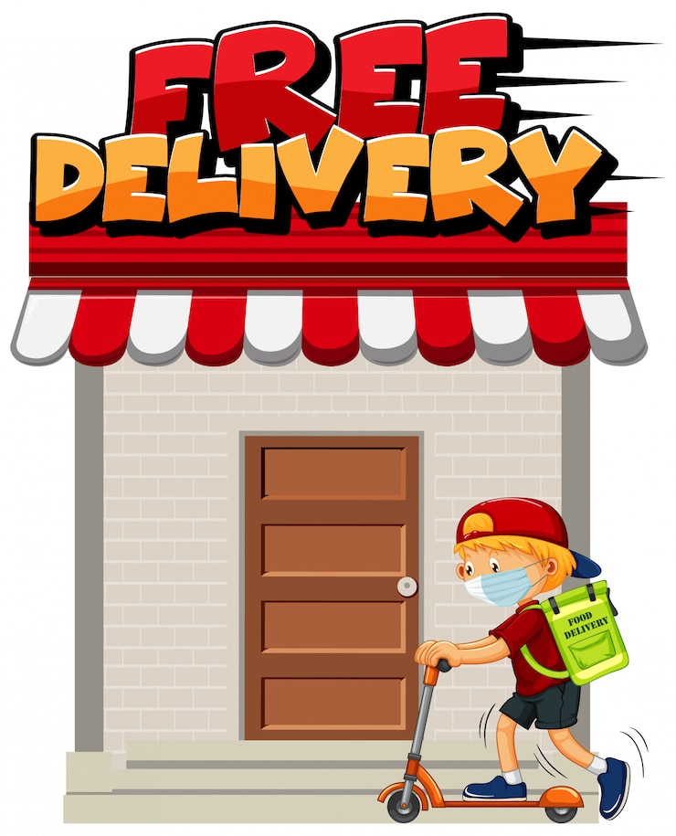 Vector gratuito logotipo de entrega gratuita con scooter de mensajería