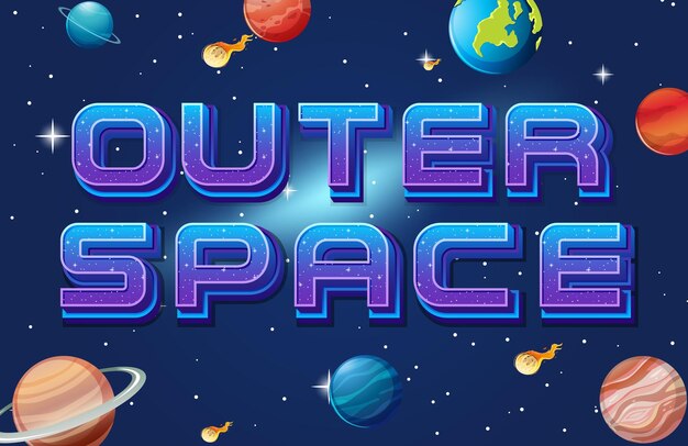 Logotipo del espacio exterior con planeta en el fondo del espacio