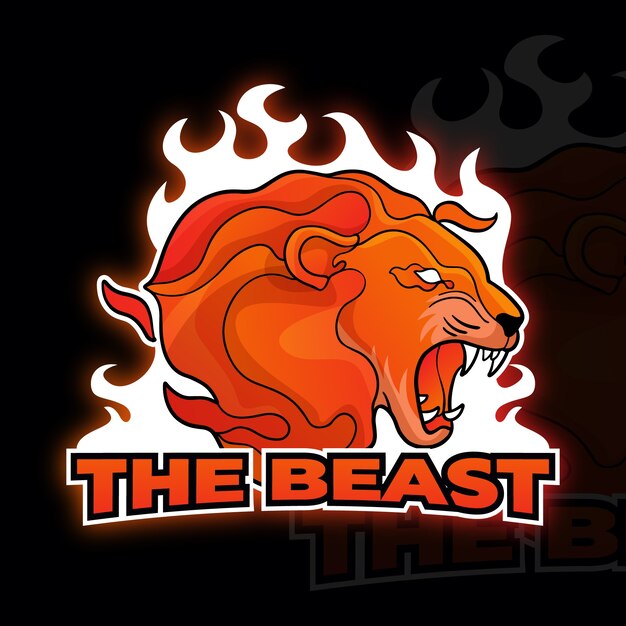 Logotipo de esport león dibujado a mano