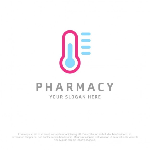 Vector gratuito logotipo farmacia azul y rosa