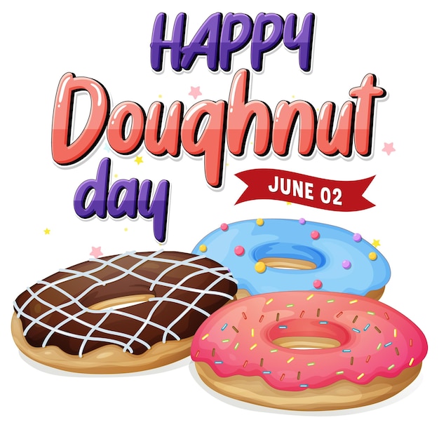 Logotipo de feliz día de la rosquilla en junio