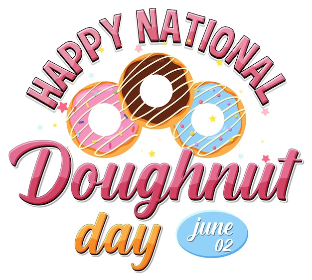 Logotipo de feliz día de la rosquilla en junio