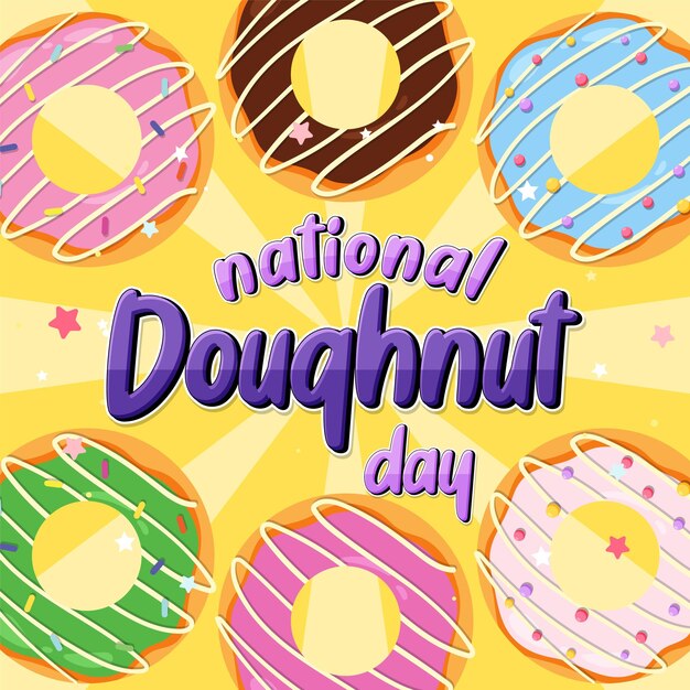 Logotipo de feliz día de la rosquilla en junio