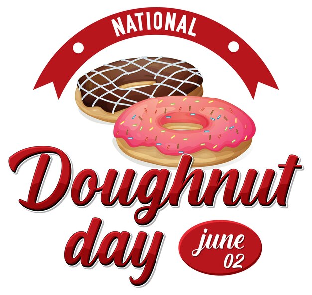 Logotipo de feliz día de la rosquilla en junio