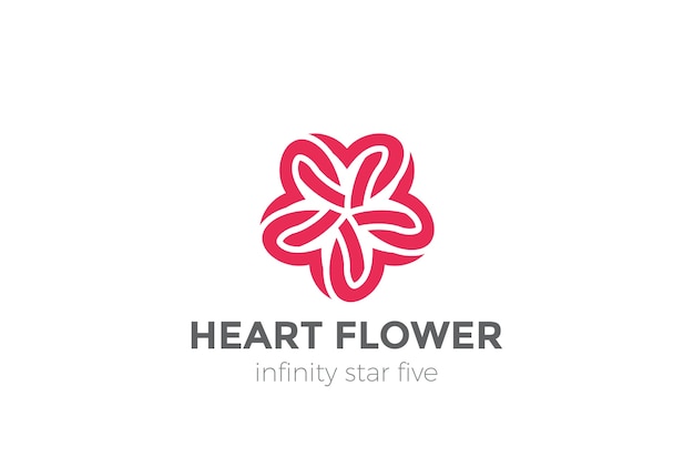 Logotipo de la flor de la estrella del corazón aislado en blanco