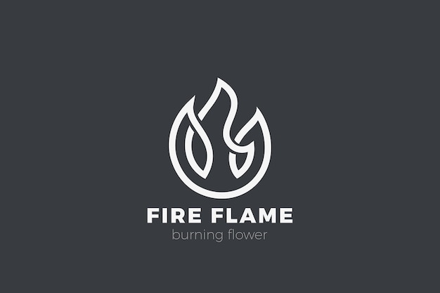 Logotipo de la flor de fuego. Estilo de contorno lineal de llama.