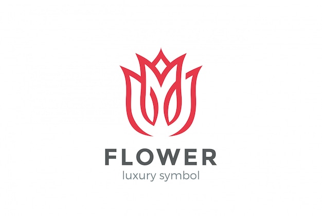 Logotipo de flor de moda de lujo abstracto estilo lineal. Plantilla de diseño de logotipo de Tulip Rose Lines en bucle