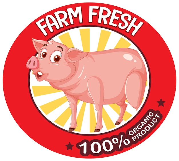 Logotipo fresco de granja de cerdos para productos de cerdo.