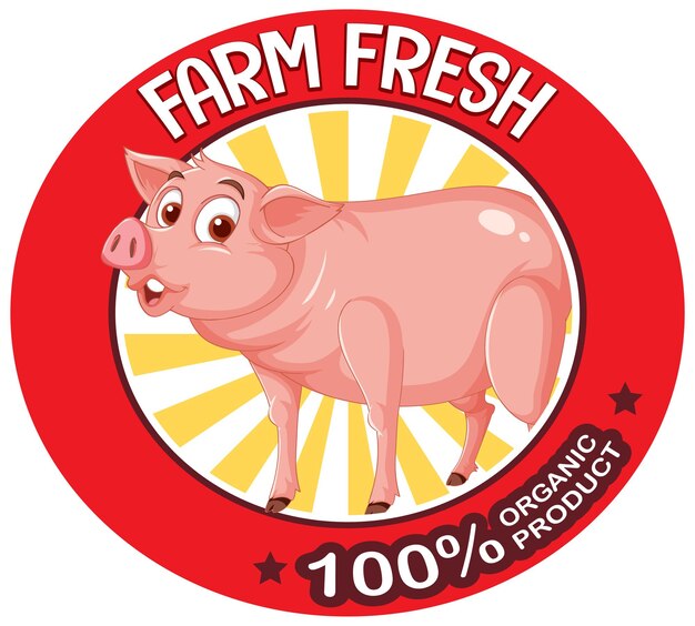 Logotipo fresco de granja de cerdos para productos de cerdo.