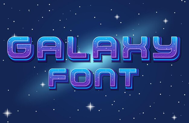 Logotipo de fuente Galaxy en el fondo del espacio
