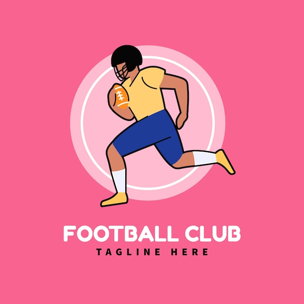 Logotipo de fútbol americano de diseño plano dibujado a mano