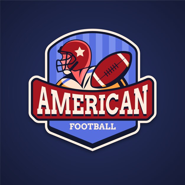 Logotipo de fútbol americano de diseño plano dibujado a mano