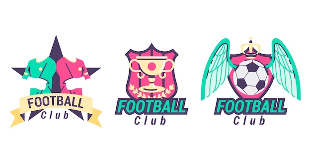 Logotipo de fútbol americano de diseño plano dibujado a mano