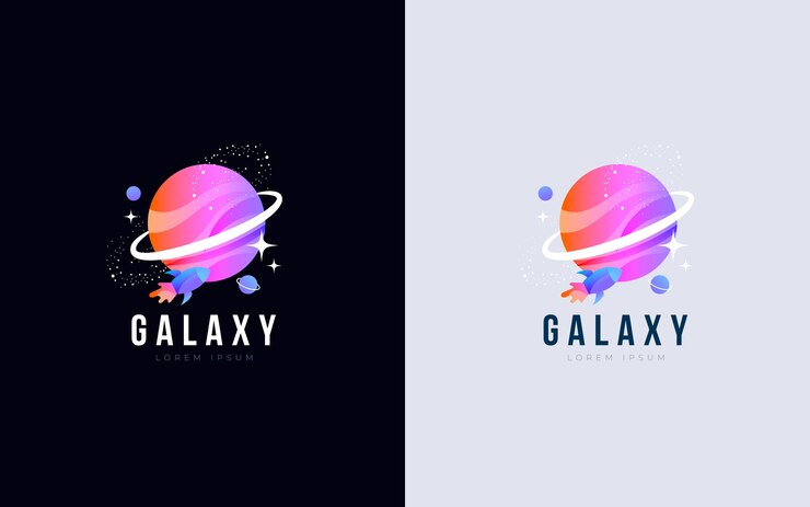 Vector gratuito logotipo de galaxia de color degradado