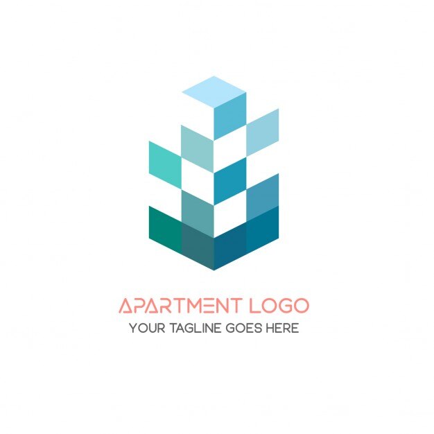 Logotipo geométrico 3d azul