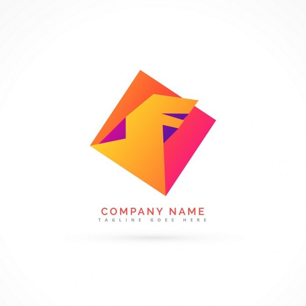 Logotipo geométrico con colores cálidos