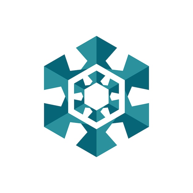 El logotipo geométrico del copo de nieve
