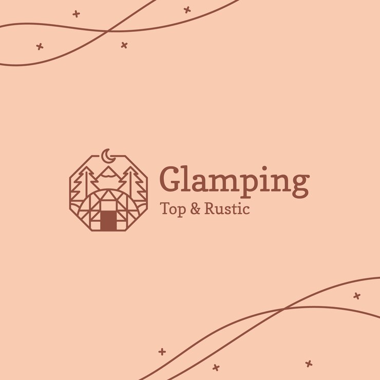 Vector gratuito logotipo de glamping dibujado a mano