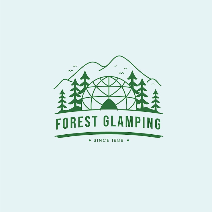 Vector gratuito logotipo de glamping dibujado a mano