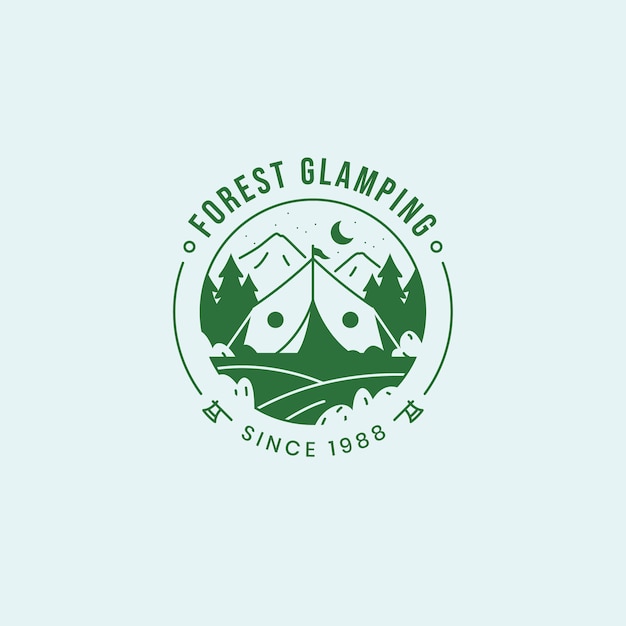 Vector gratuito logotipo de glamping dibujado a mano