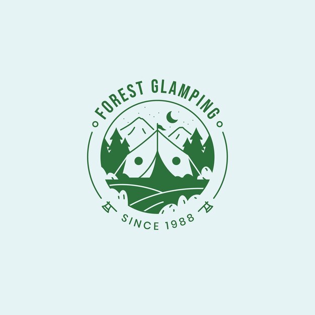 Logotipo de glamping dibujado a mano