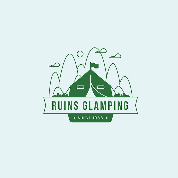 Logotipo de glamping dibujado a mano