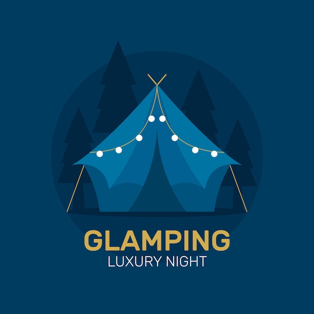 Vector gratuito logotipo de glamping de diseño plano dibujado a mano