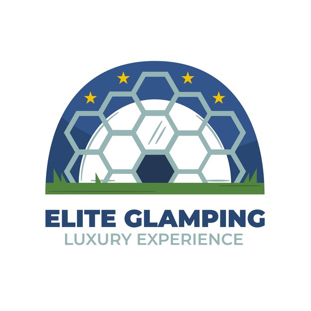 Logotipo de glamping de diseño plano dibujado a mano