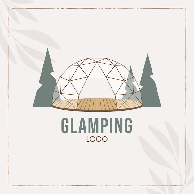 Vector gratuito logotipo de glamping de diseño plano dibujado a mano