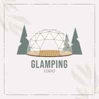 Vector gratuito logotipo de glamping de diseño plano dibujado a mano