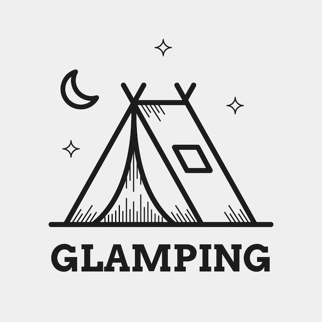 Logotipo de glamping de diseño plano