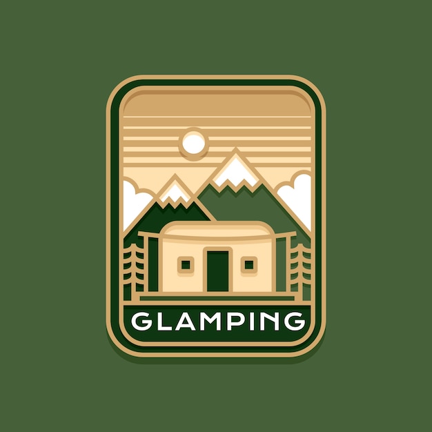 Logotipo de glamping de diseño plano