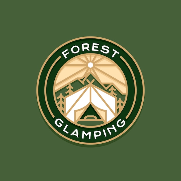 Logotipo de glamping de diseño plano