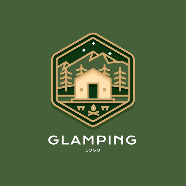 Logotipo de glamping de diseño plano