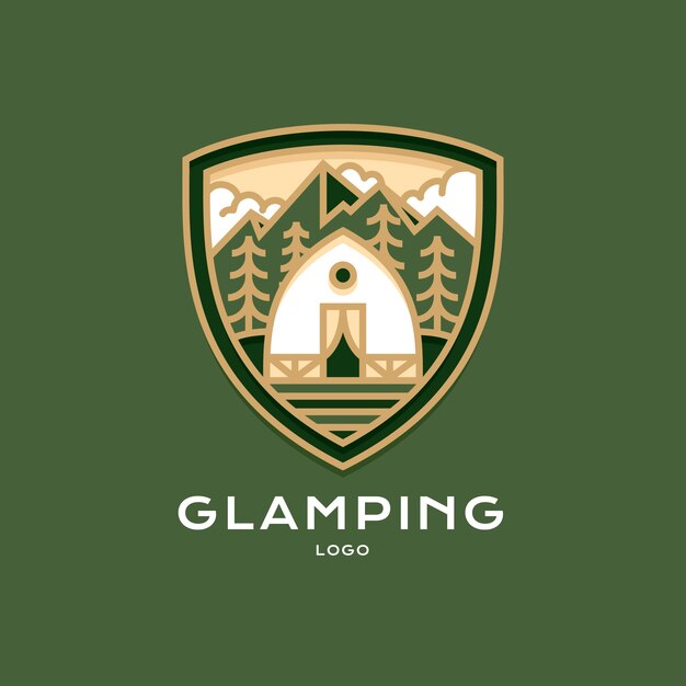 Logotipo de glamping de diseño plano