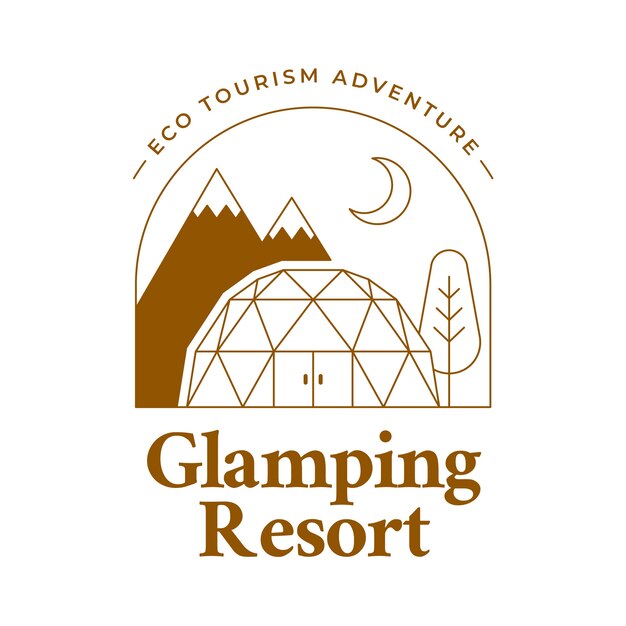 Logotipo de glamping de diseño plano