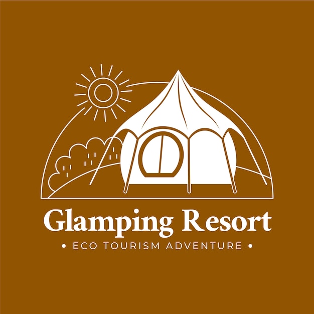 Logotipo de glamping de diseño plano