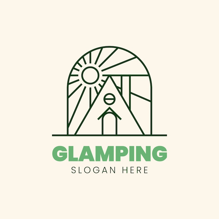 Vector gratuito logotipo de glamping de diseño plano