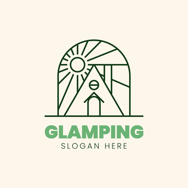 Logotipo de glamping de diseño plano