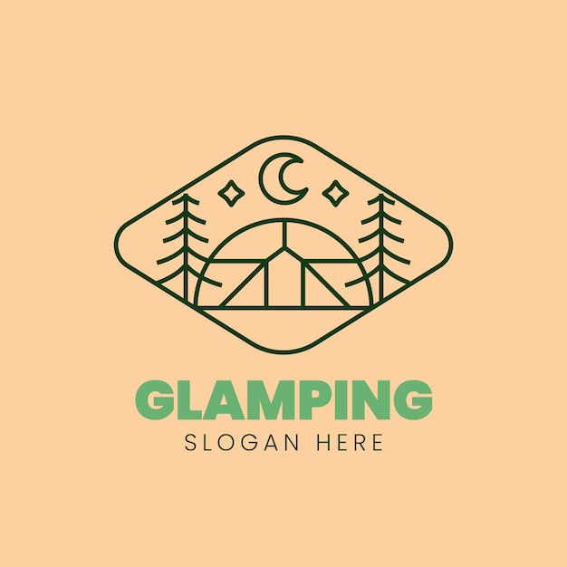 Logotipo de glamping de diseño plano