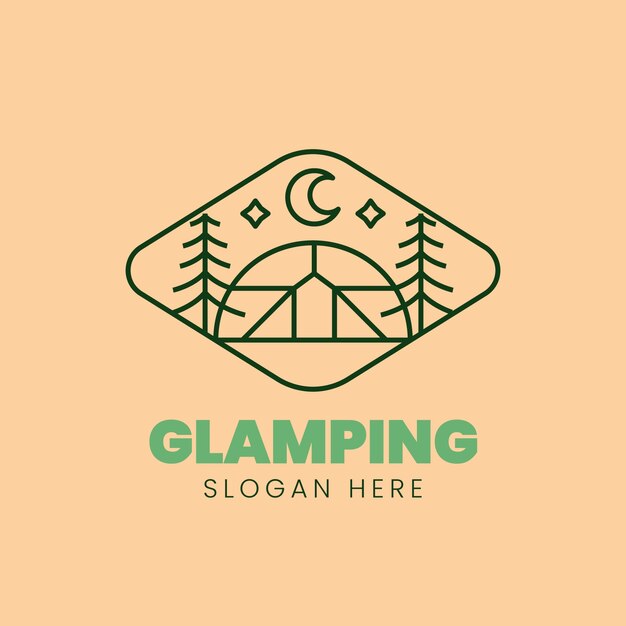 Logotipo de glamping de diseño plano