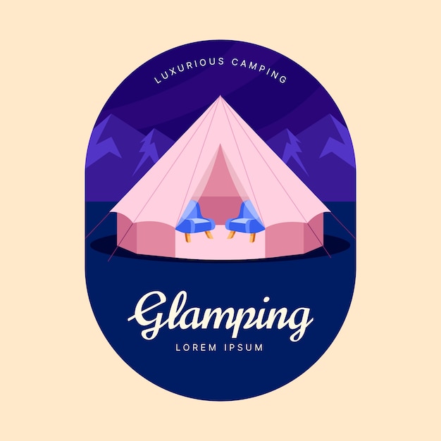 Vector gratuito logotipo de glamping plano dibujado a mano