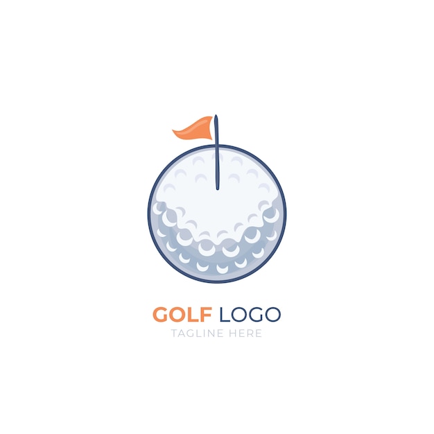 Logotipo de golf de diseño plano dibujado a mano