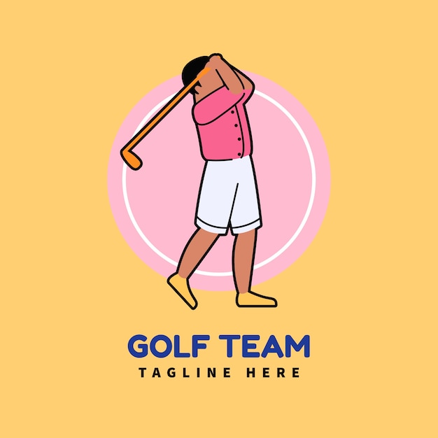 Logotipo de golf de diseño plano dibujado a mano