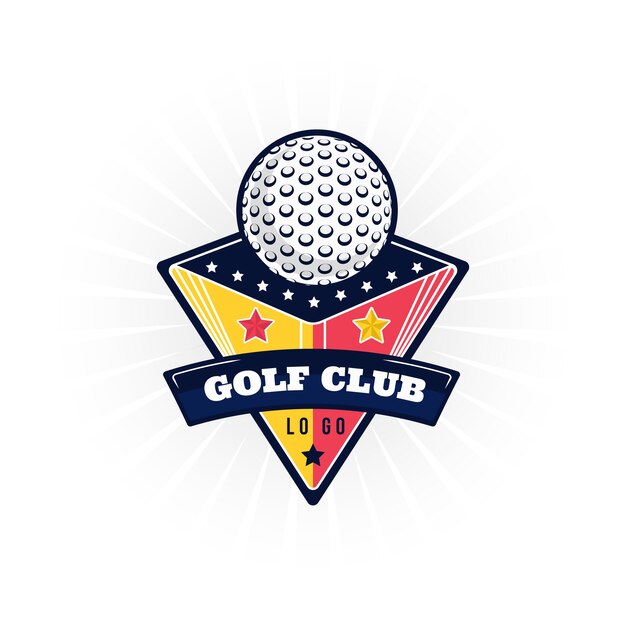 Logotipo de golf de diseño plano dibujado a mano