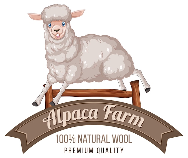 Vector gratuito logotipo de granja de alpaca para productos de lana.